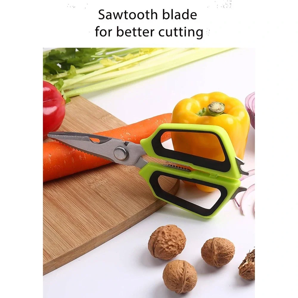 Multi-Purpose Kitchen Shears Stainless Steel Heavy Duty Scissors Neon Green